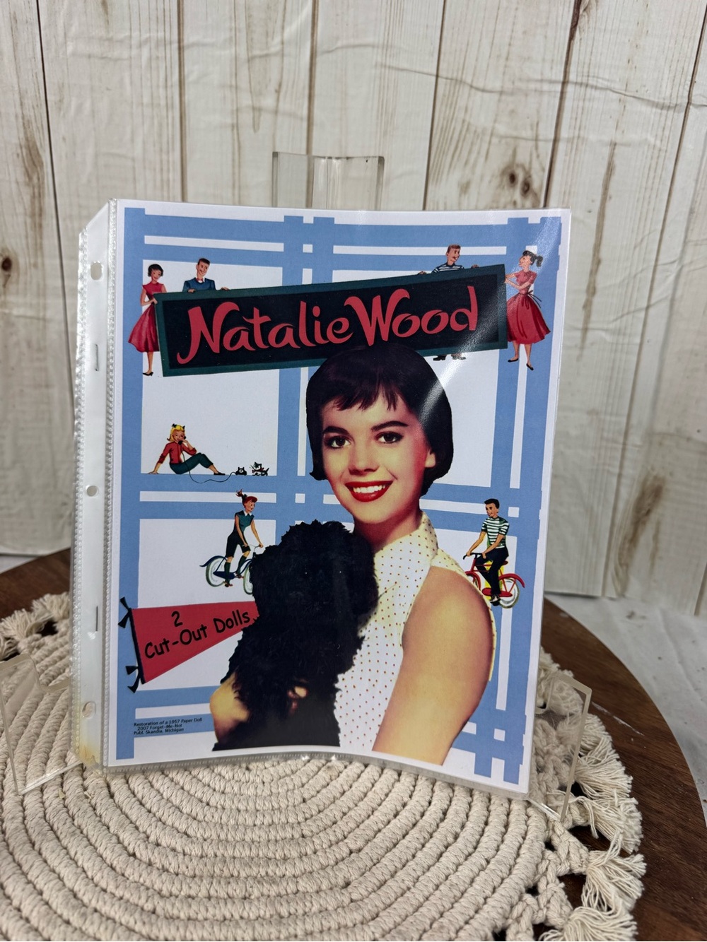 Natalie Wood Vintage Cut-Out Dolls Sheet - Light Blue, White, Black
